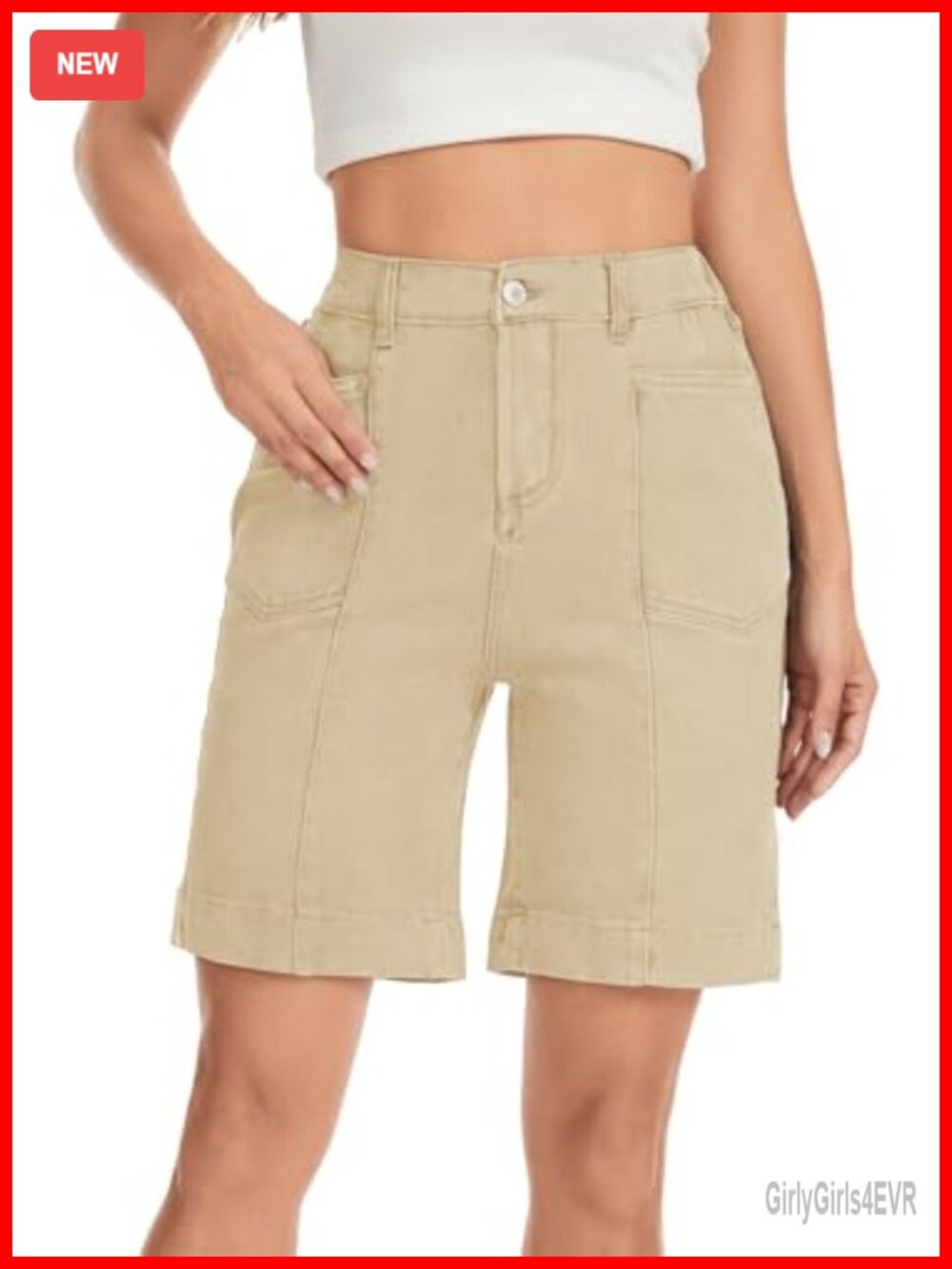 High Waisted Stretchy Denim Bermuda Shorts Women Casual Summer Jorts